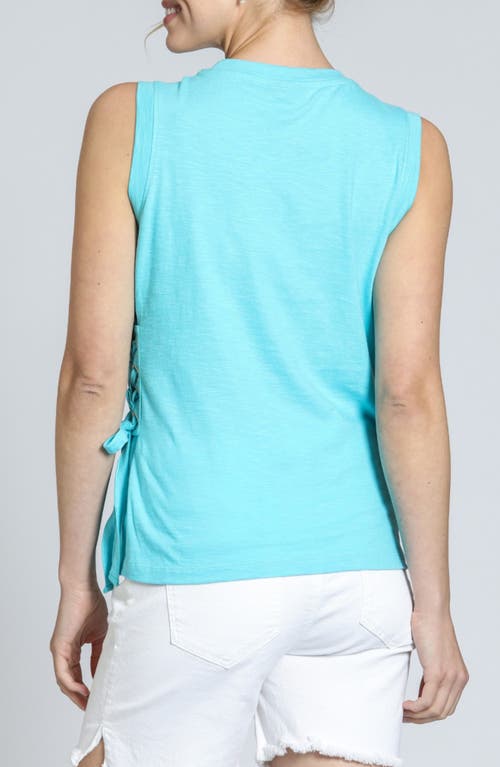 Apny Side Laced Cotton Tank In Capri