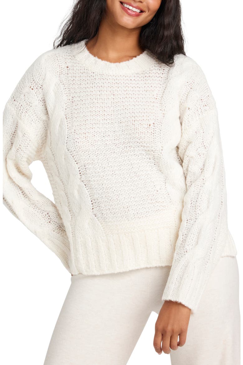 x Cella Jane Cable Sweater, Main, color, SNOW