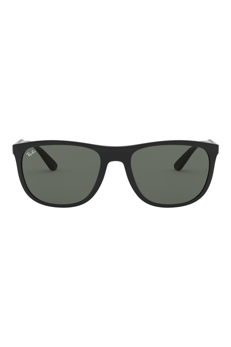 58mm Square Sunglasses, Main, color, BLACK