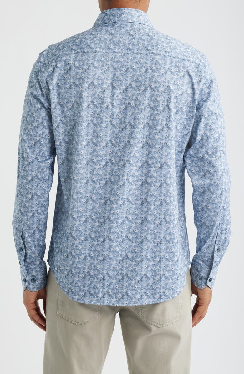 Bugatchi Jimmy OoohCotton<sup>®</sup> Floral Button-Up Shirt, Alternate, color, Steel