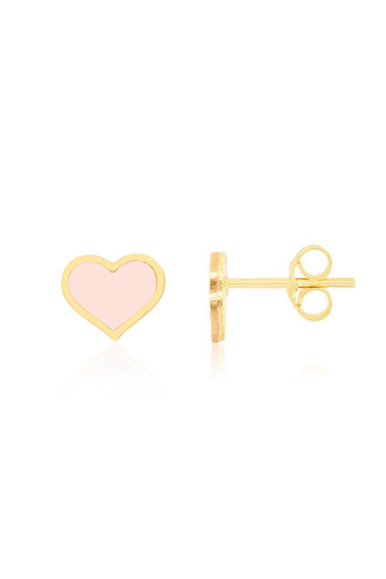 Large Pink Pearl Heart Stud Earrings, Main, color, Pink Pearl