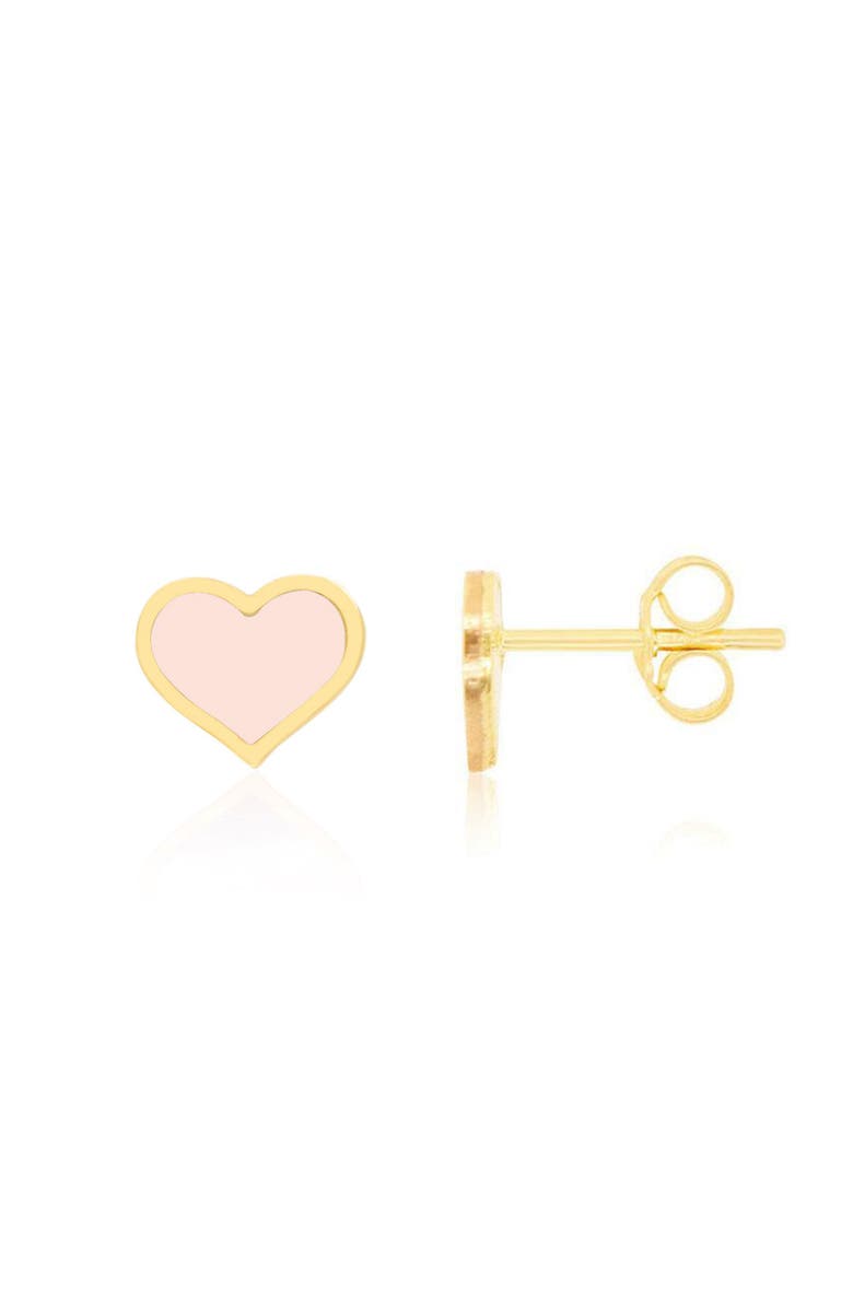 The Lovery Fine Jewelry Large Pink Pearl Heart Stud Earrings, Main, color, Pink Pearl