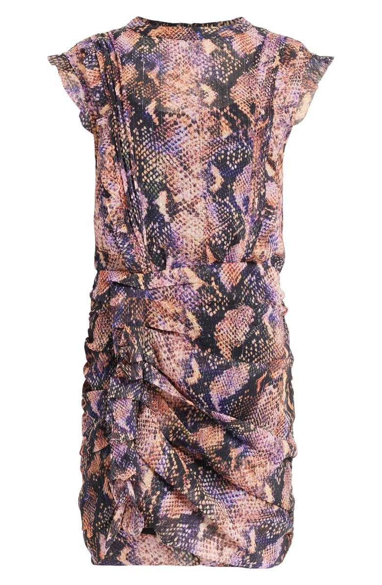 AllSaints Hali Tahoe Print Metallic Stripe Minidress, Alternate, color, Tan Brown