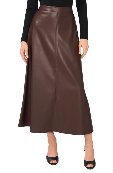Faux Leather A-Line Maxi Skirt