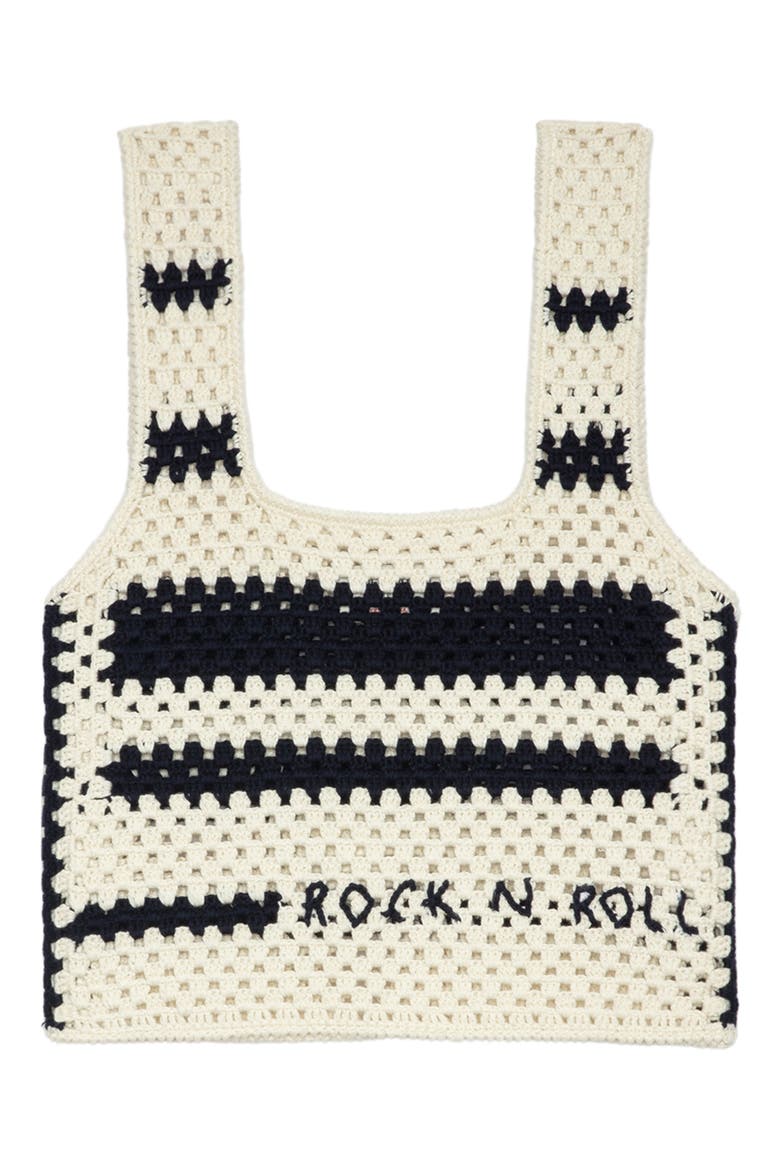 Dillie Stripe Open Stitch Cotton Graphic Sweater Tank, Alternate, color, ECRU