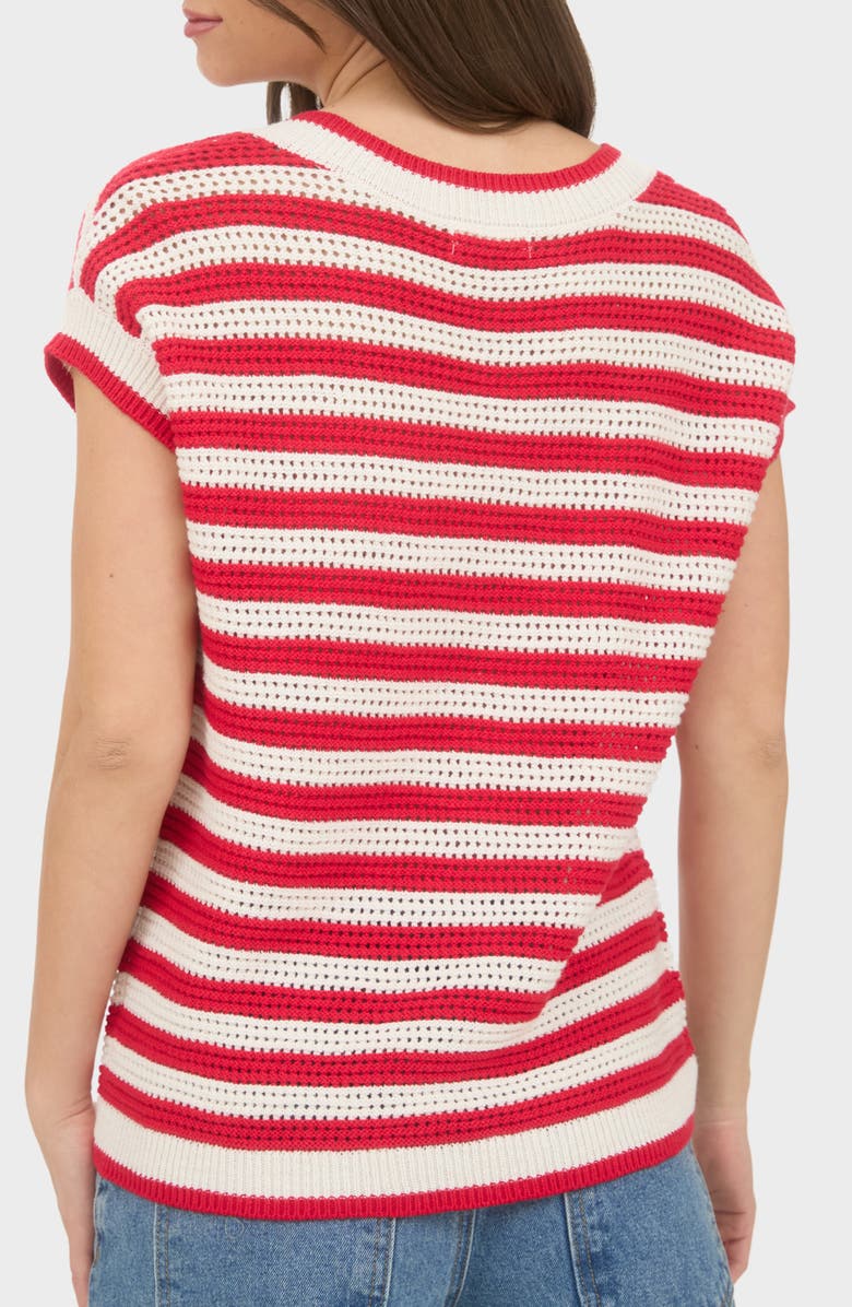 Blu Pepper Open Stitch Short Sleeve Sweater, Alternate, color, Red