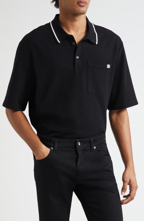 Dolce & Gabbana Polo Shirt In Piqué De Coton In Black