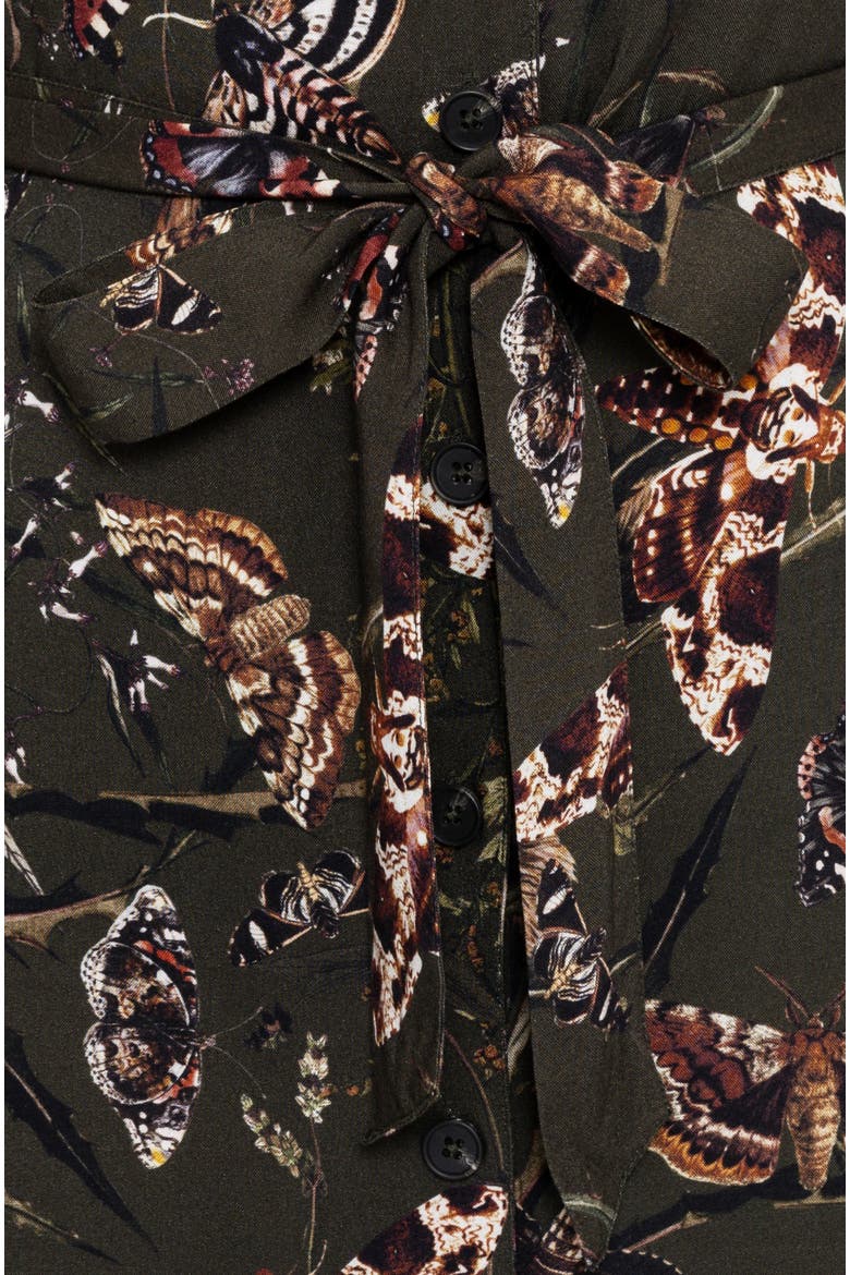 Whispen Moth Print Midi Shirt Dress, Alternate, color, Green