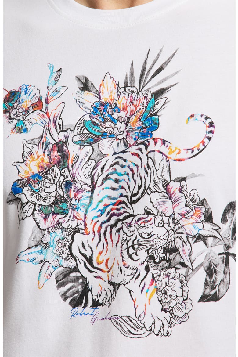 Jungle Tiger Knit Graphic T-Shirt, Alternate, color, WHITE