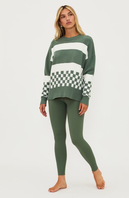 Beach Riot Callie Colorblock Crewneck Sweater In Green