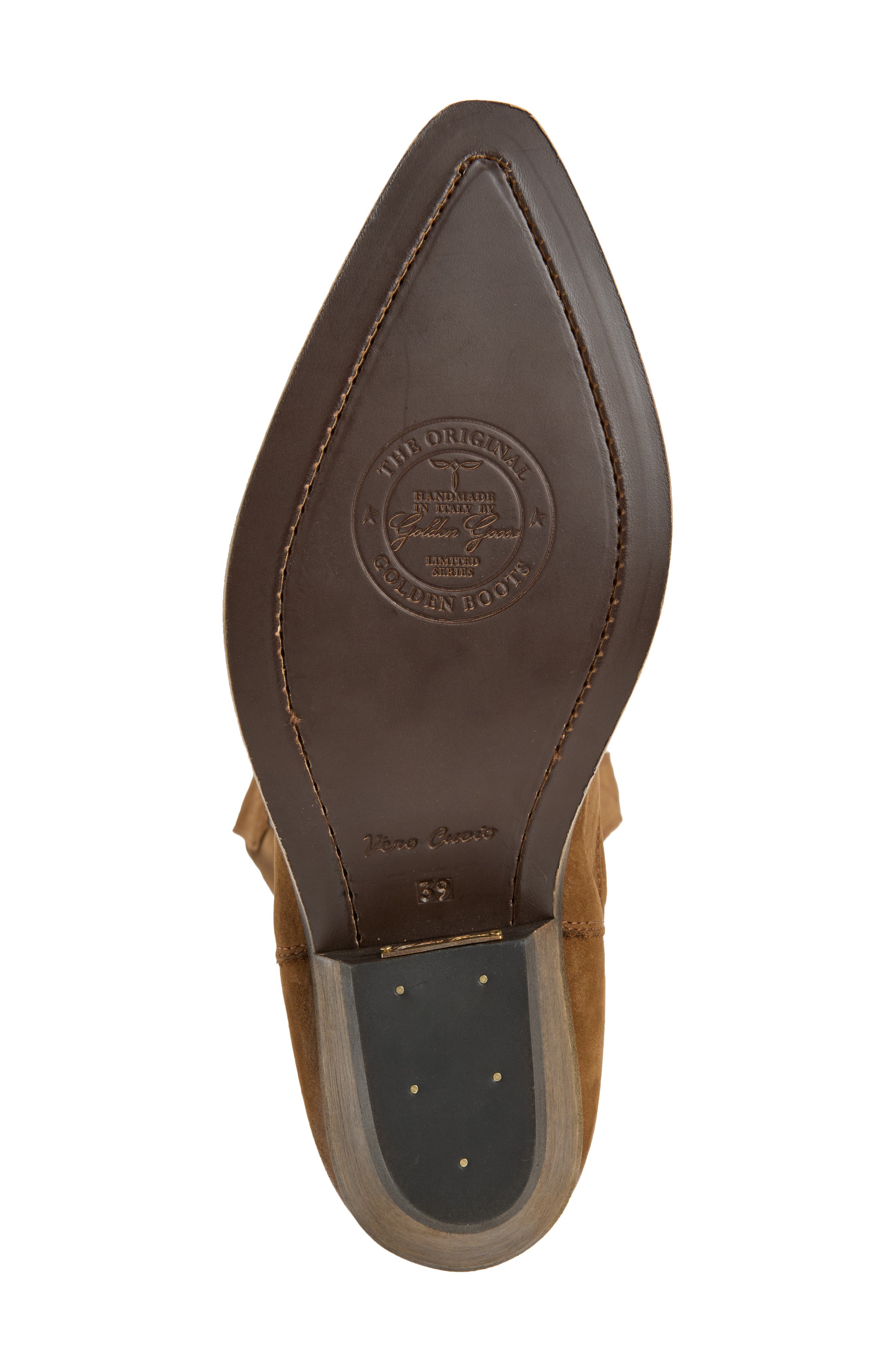 Wish Star Engraved Suede Western Boot, Alternate, color, DARK BROWN