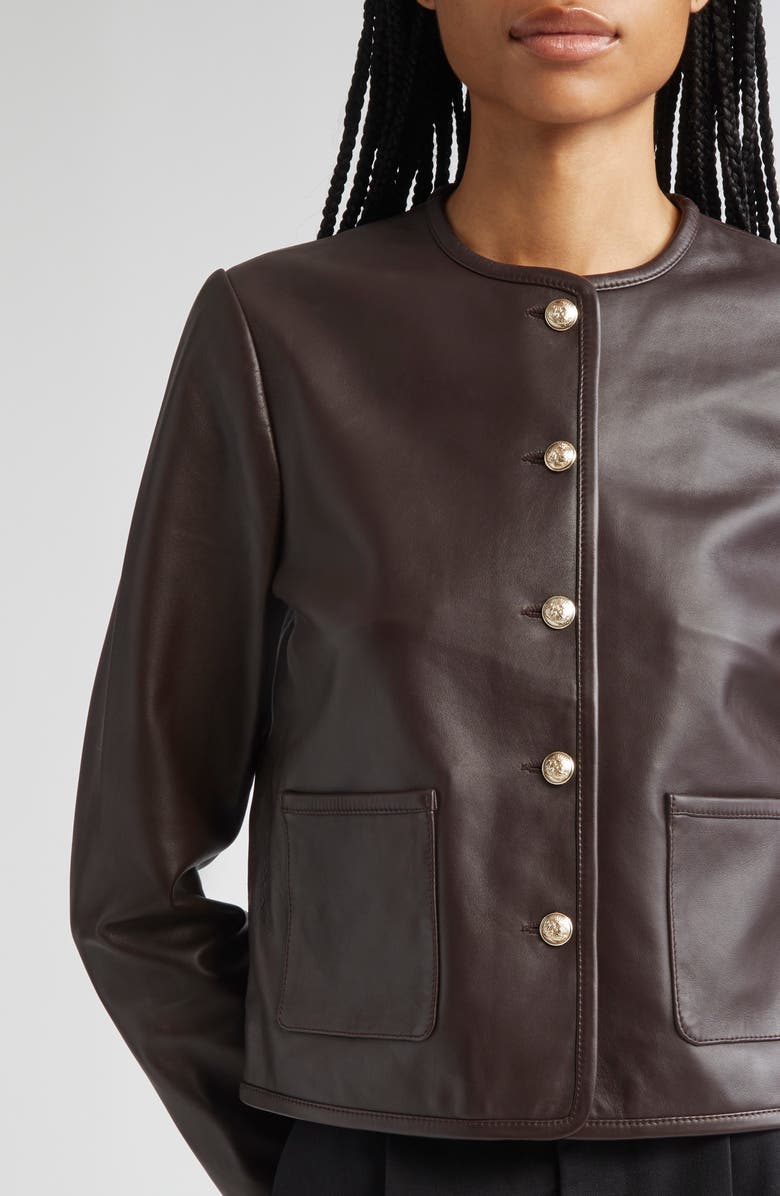 Reiss Gracie Leather Jacket, Alternate, color, Burgundy