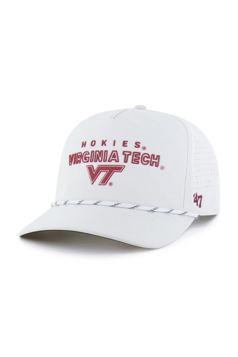 Men's '47  White Virginia Tech Hokies Forward Vent Hitch Rope Adjustable Hat, Main, color, White