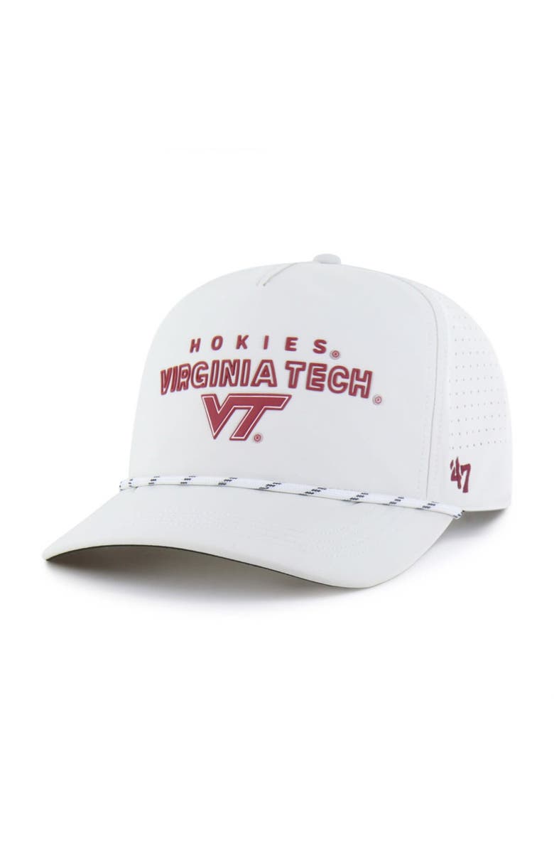 '47 Men's '47 White Virginia Tech Hokies Forward Vent Hitch Rope Adjustable Hat, Main, color, White