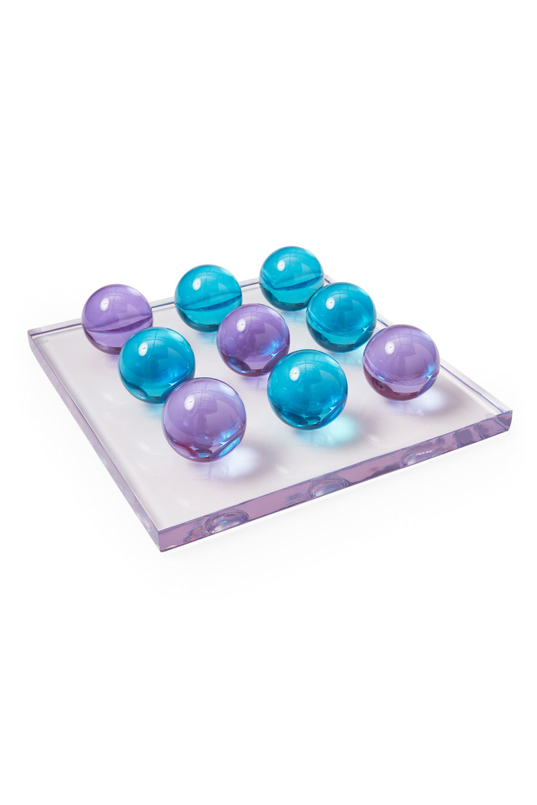 Acrylic Tic-Tac-Toe Set, Main, color, Turquoise / Purple