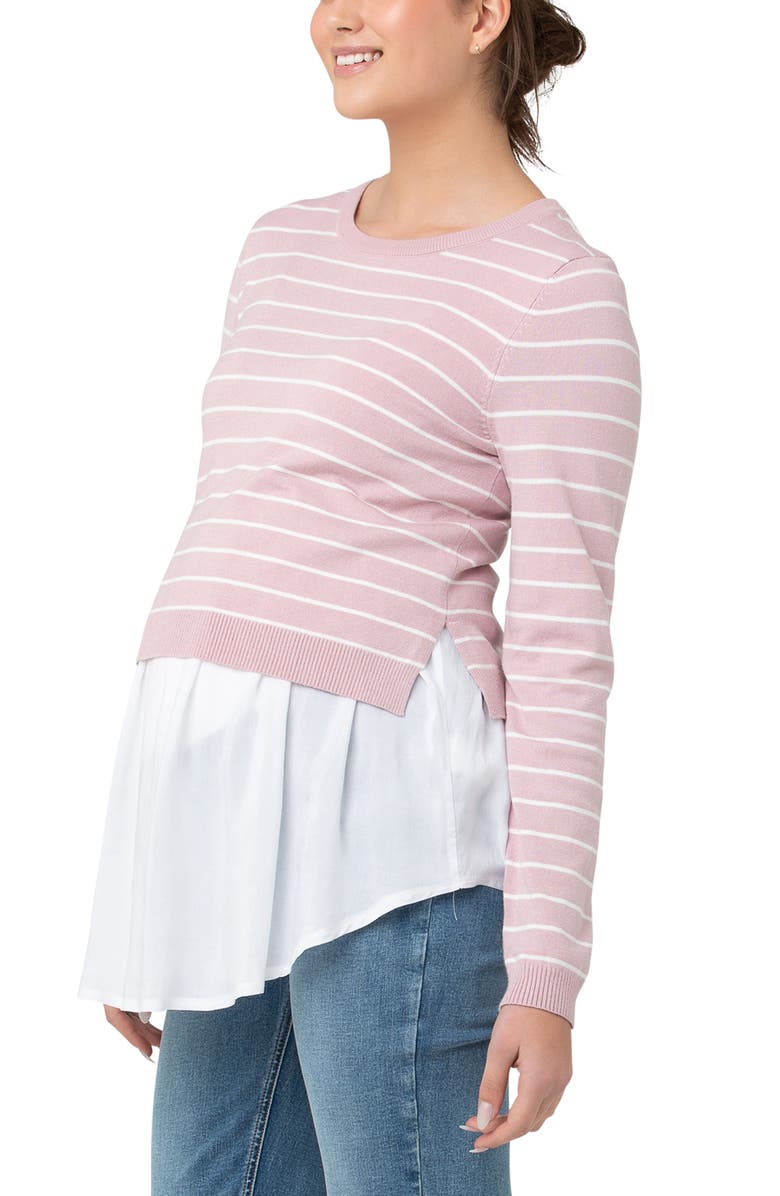 Ripe Maternity Sia Nursing Knit Dusty Pink / White, Alternate, color, Dusty Pink / White