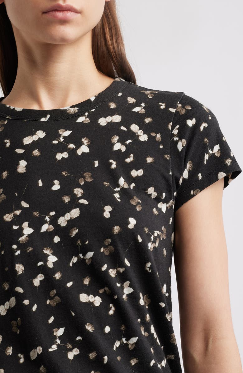 rag & bone Rose Print Cotton T-Shirt, Alternate, color, Blackmult