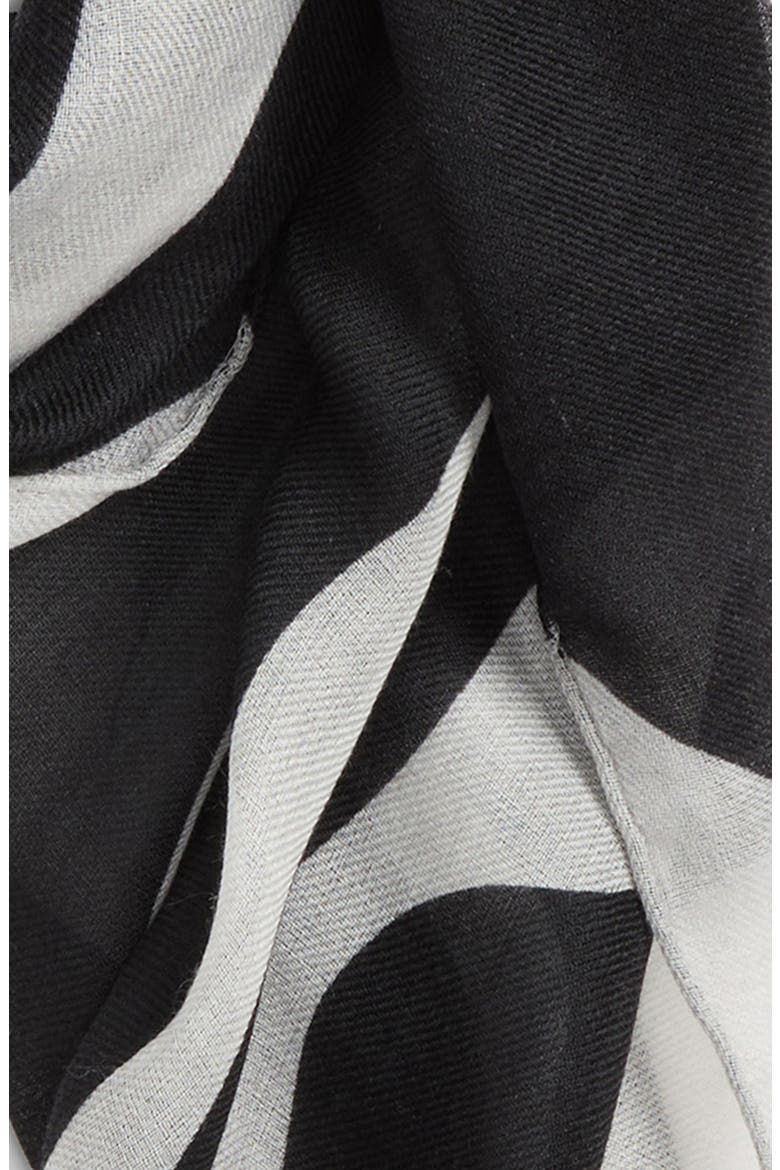 Zepra Stripe Cashmere Scarf, Alternate, color, BLACK-WHITE