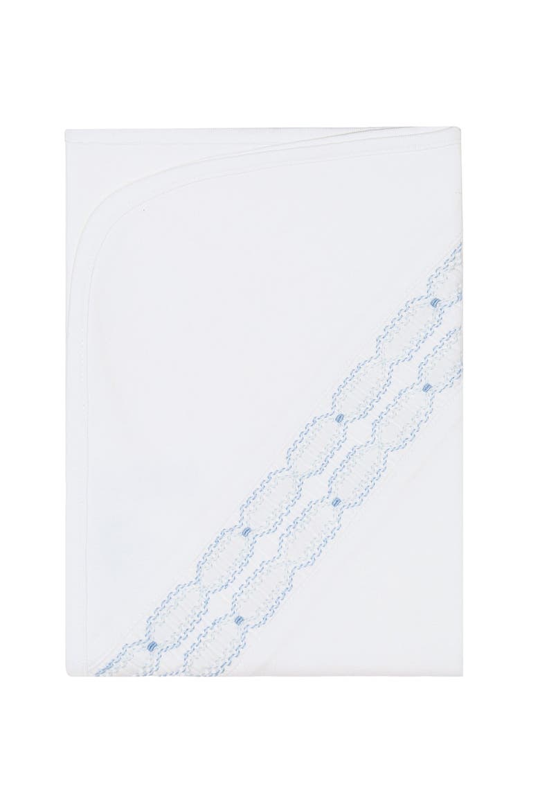 Signature Smocked Boys Receiving Blanket - Baby, Main, color, White