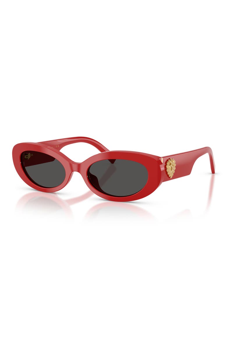 53mm Oval Sunglasses, Alternate, color, FULL RED / DARK GREY