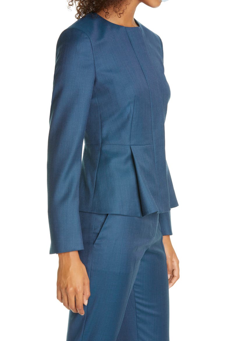 Jatoba Peplum Wool Jacket, Alternate, color, BLUE JADE FANTASY