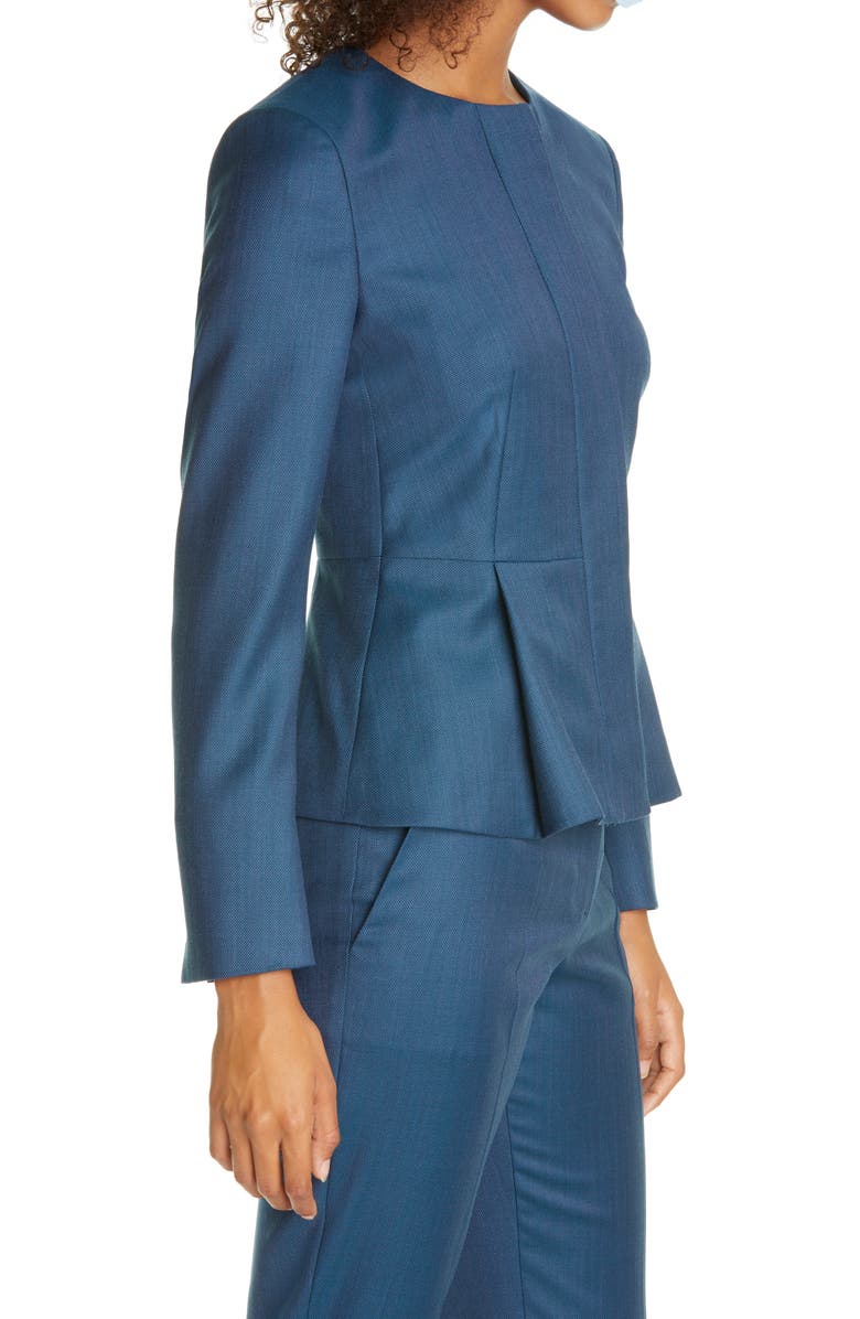 BOSS Jatoba Peplum Wool Jacket, Alternate, color, 