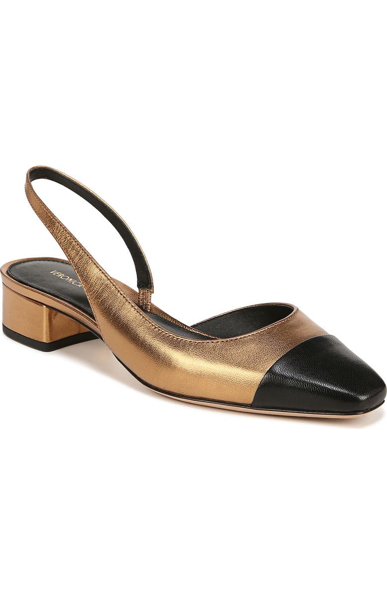 Veronica Beard Cecile Half d'Orsay Slingback Pump, Main, color, Dark Gold/ Black