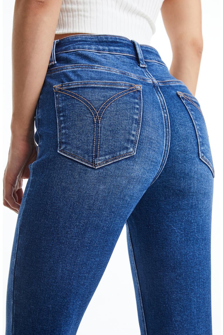 Button Fly High Waist Crop Straight Leg Jeans, Alternate, color, DARK BLUE