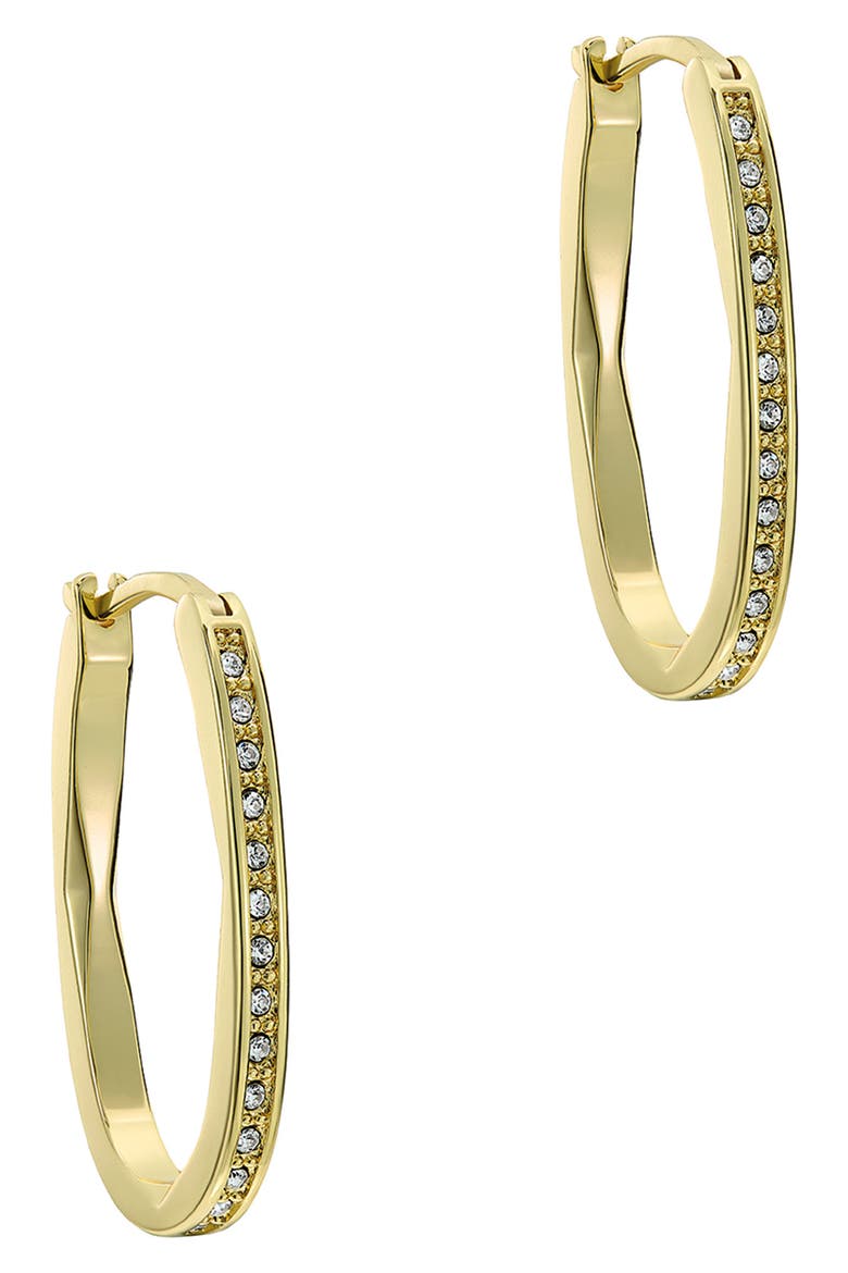 Shivanna Crystal Shimmer Hoop Earrings, Main, color, GOLD TONE / CLEAR CRYSTAL