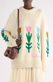 Chloé Intarsia Tulip Oversize Wool Sweater