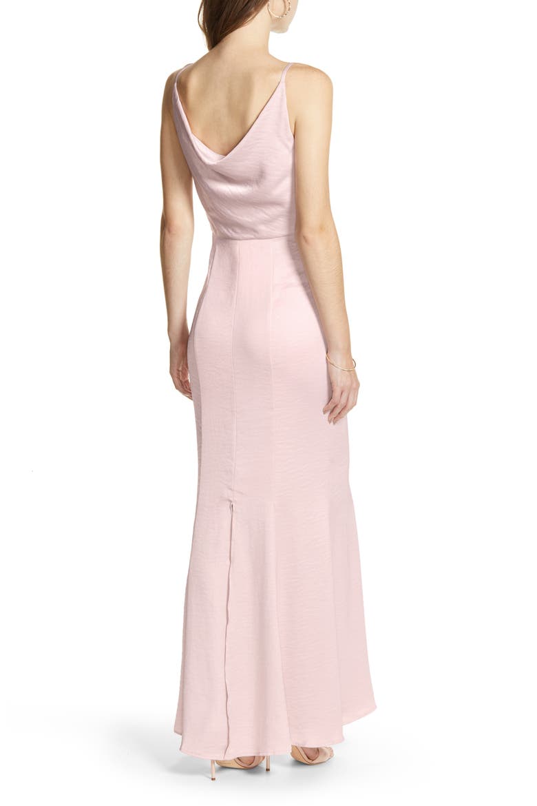 Sima Cowl Neck Satin Trumpet Gown, Alternate, color, MINK
