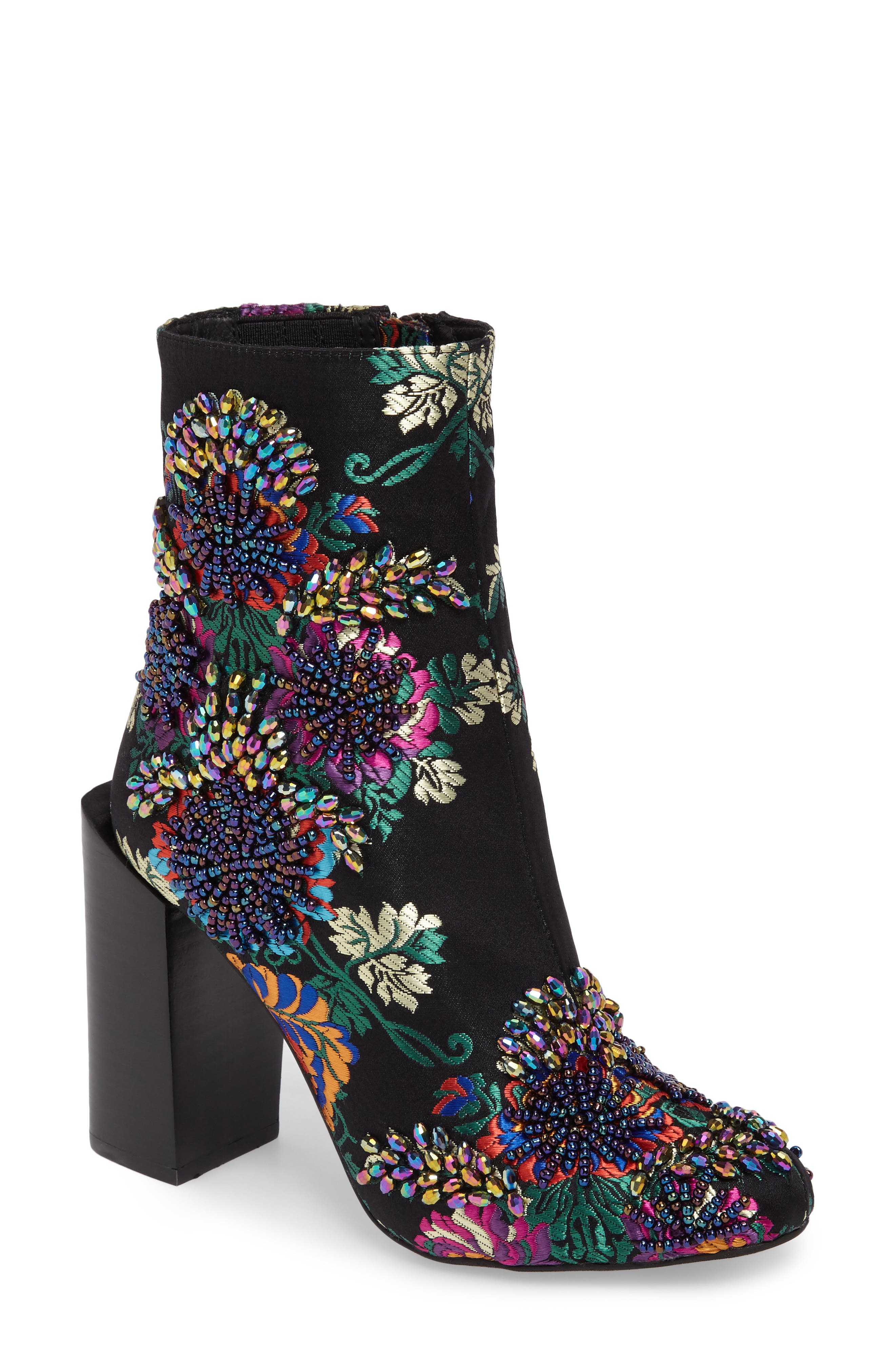Jeffrey Campbell Stratford Embellished Brocade Bootie, Main, color, 