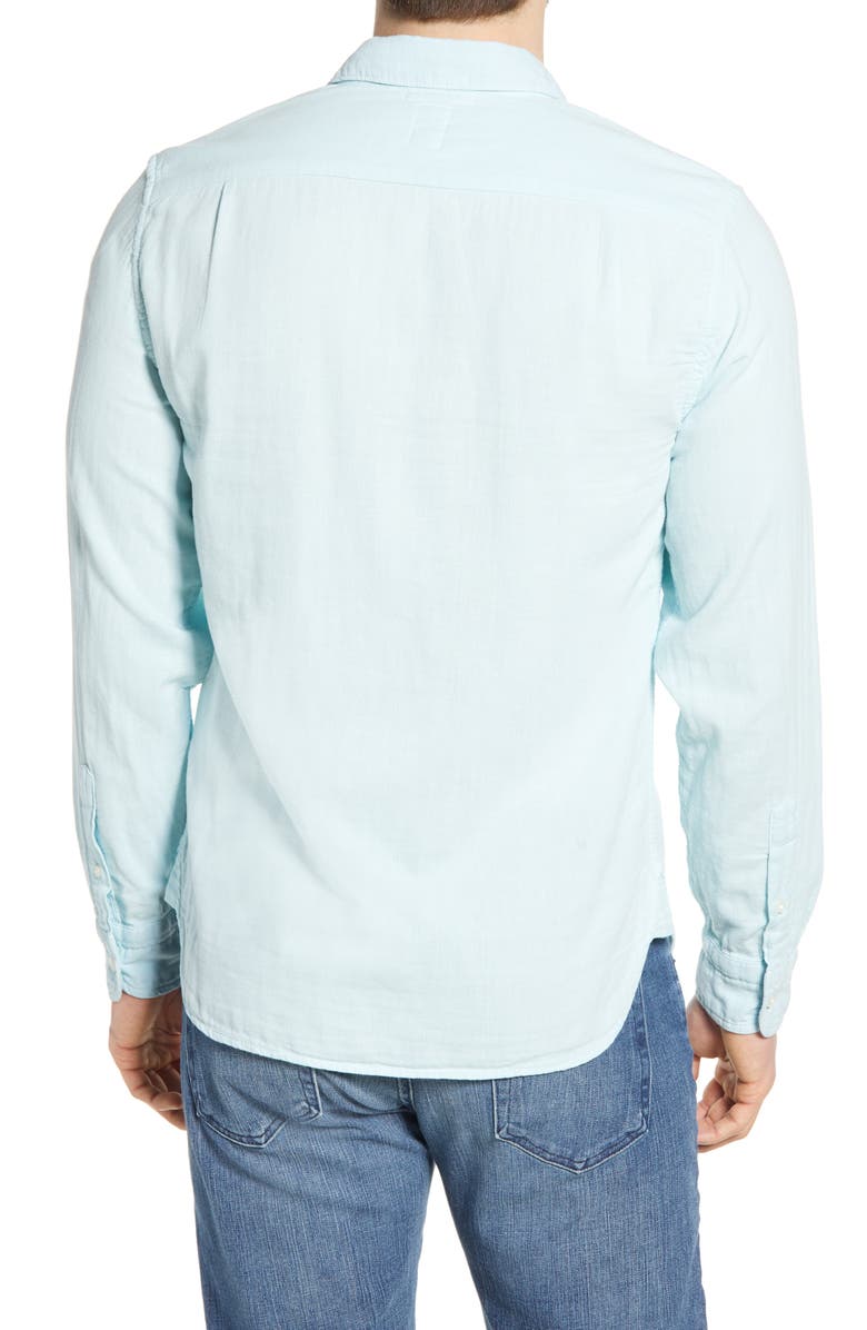 HIROSHI KATO The Ripper Button-Up Organic Cotton Gauze Shirt, Alternate, color, Aqua Blue