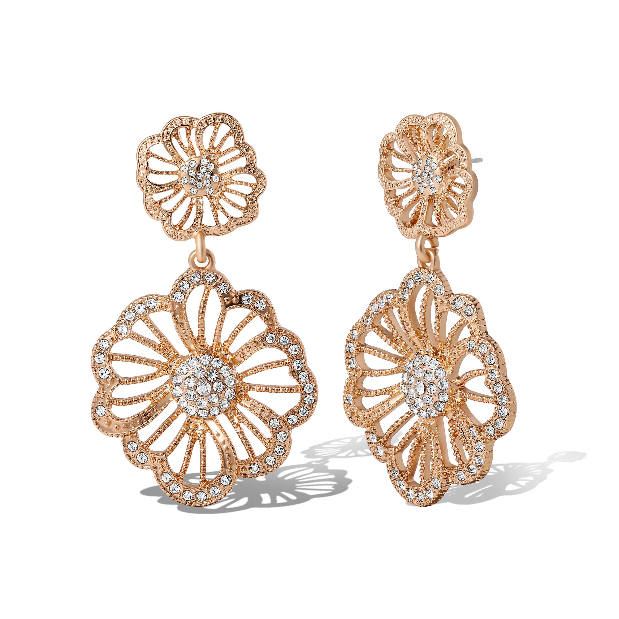 Clear Pave Crystal Flower Dangle Earrings (Women) | Nordstrom