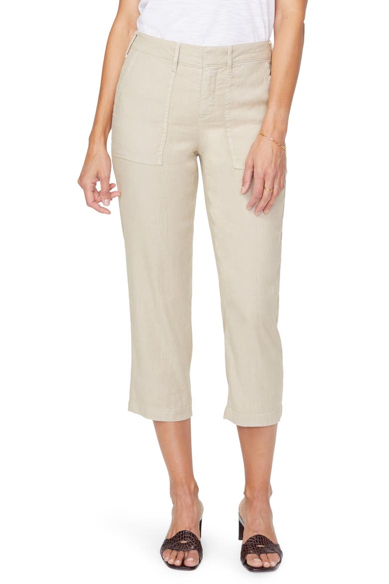 Utility Crop Linen Blend Pants, Main, color, FEATHER