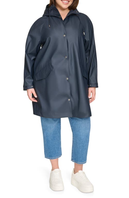 Levi's Water Resistant Hooded Raincoat In Navy