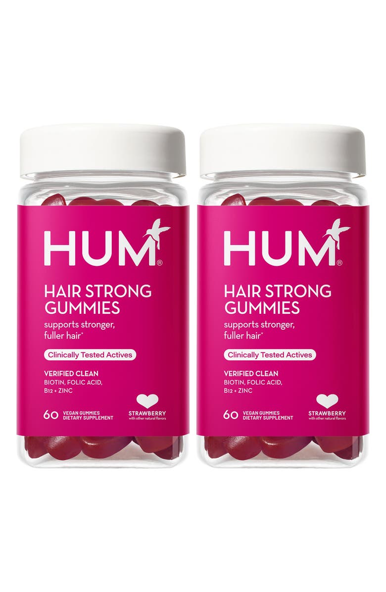 Hum Nutrition Hair Strong Vegan Gummies for Stronger & Fuller Hair Duo $52 Value, Main, color, 