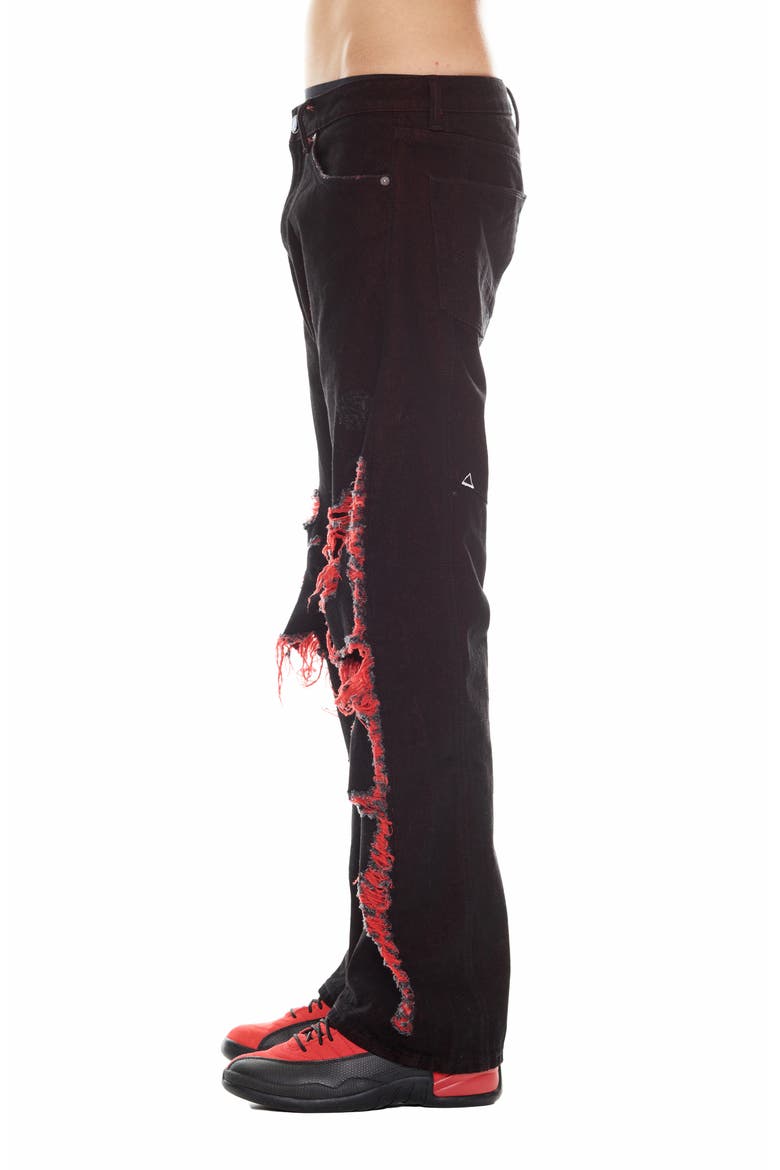 Evolve Distressed Baggy Fit Jeans, Alternate, color, BLACK/ RED