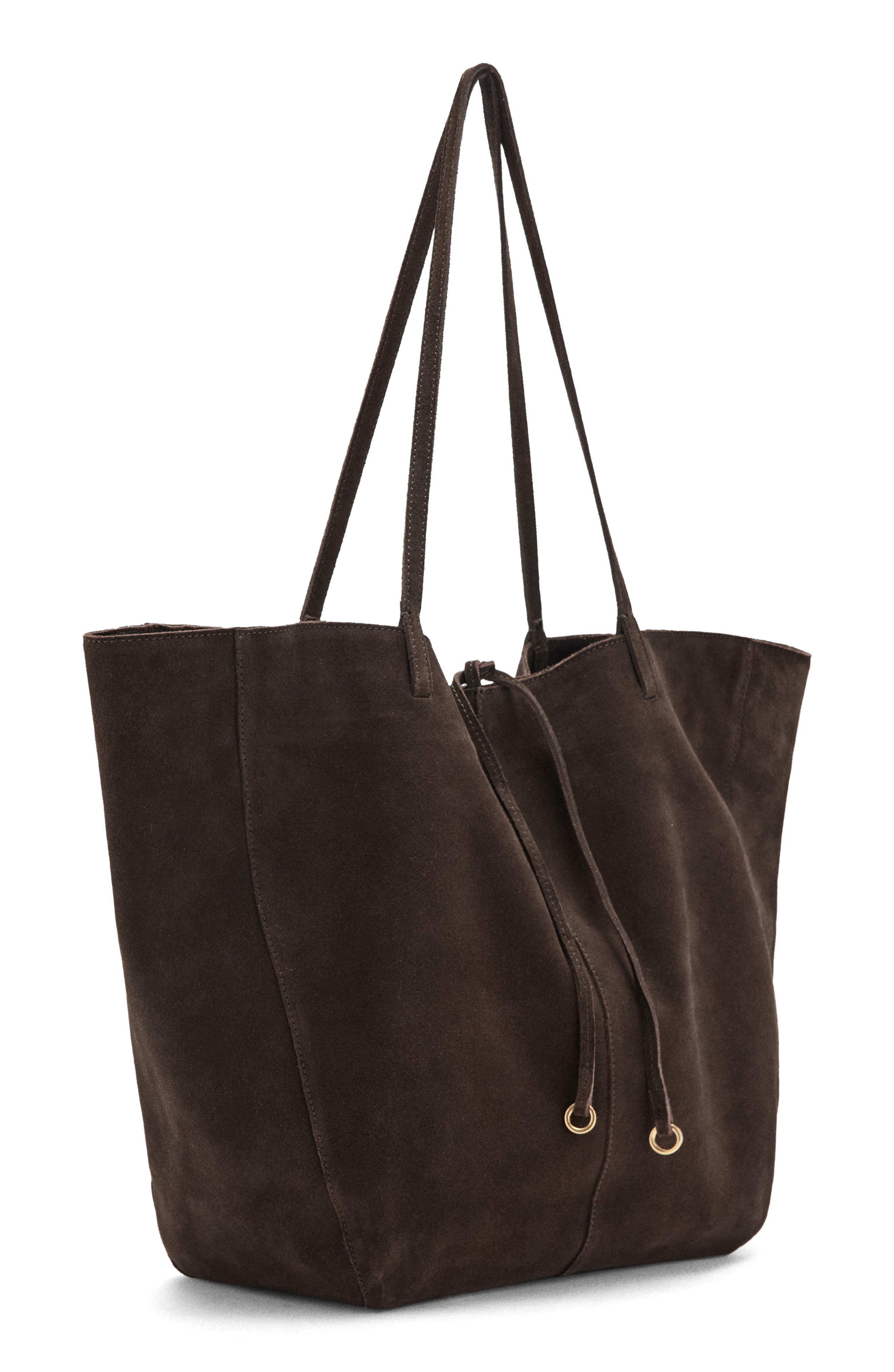 MANGO Suede Shopper Bag, Alternate, color, Chocolate