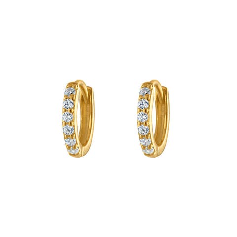 Gold Pavé Six Mm Huggie Hoop Earring