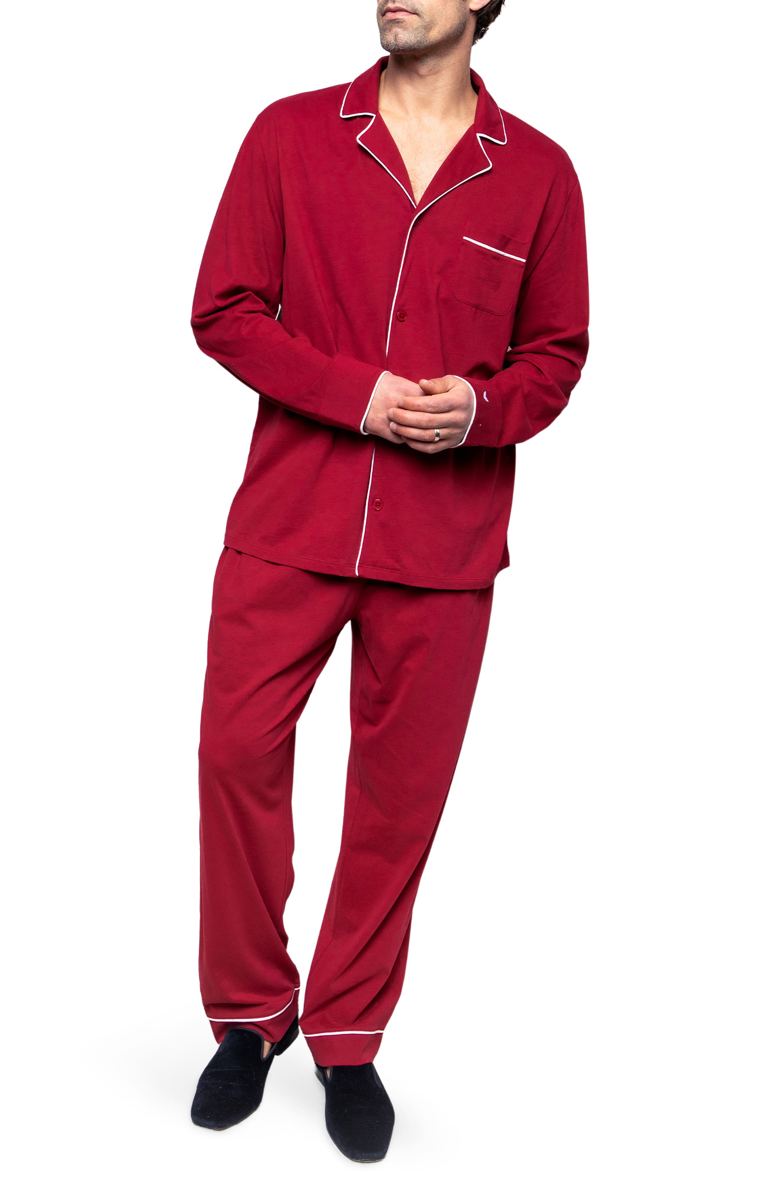 Petite Plume Luxe Pima Cotton Pajamas in Bordeaux 