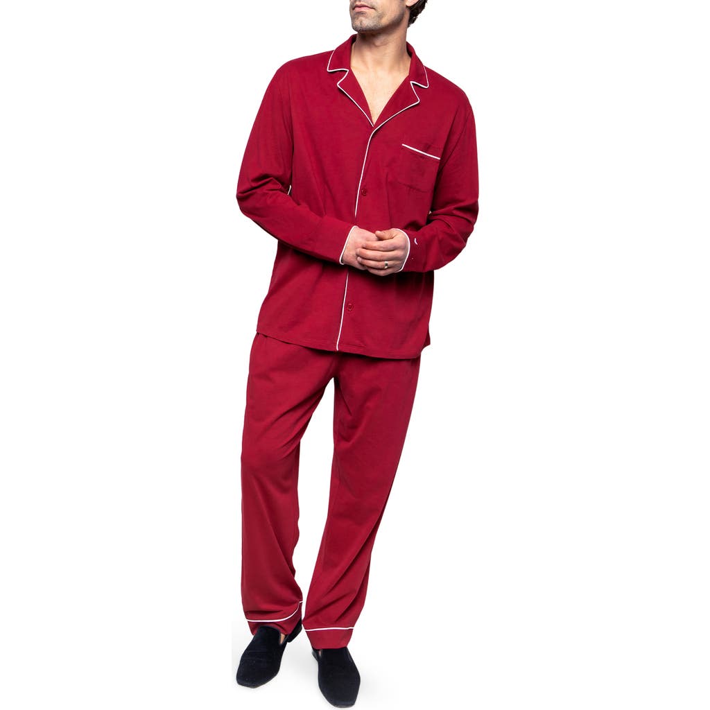 Petite Plume Luxe Pima Cotton Pajamas in Bordeaux