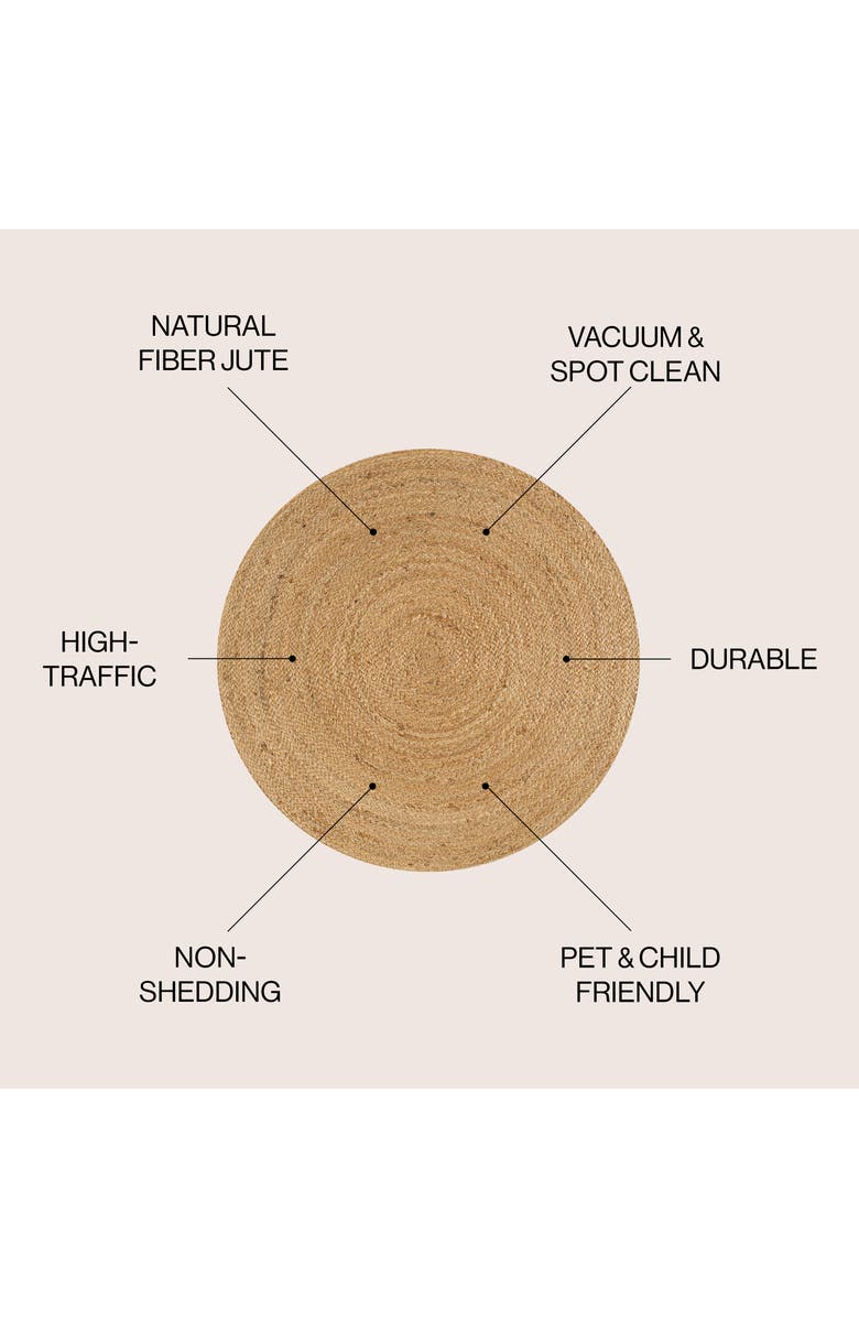 JONATHAN Y Soleil Round Natural Jute Braided Circle Natural Round Area Rug, Alternate, color, Natural