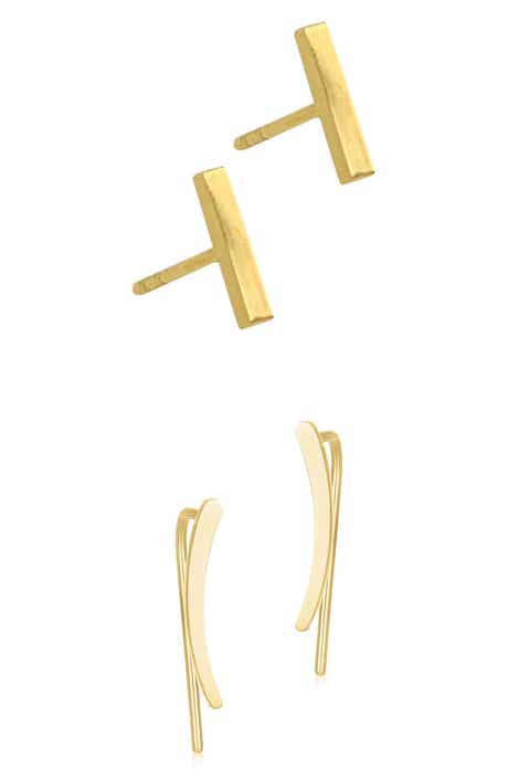 Adornia Set of 2 Bar & Ear Climber Earrings