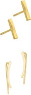 Adornia Set of 2 Bar & Ear Climber Earrings