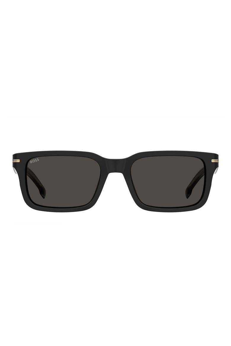 1628/S 54mm Rectangle Sunglasses, Main, color, BLACK