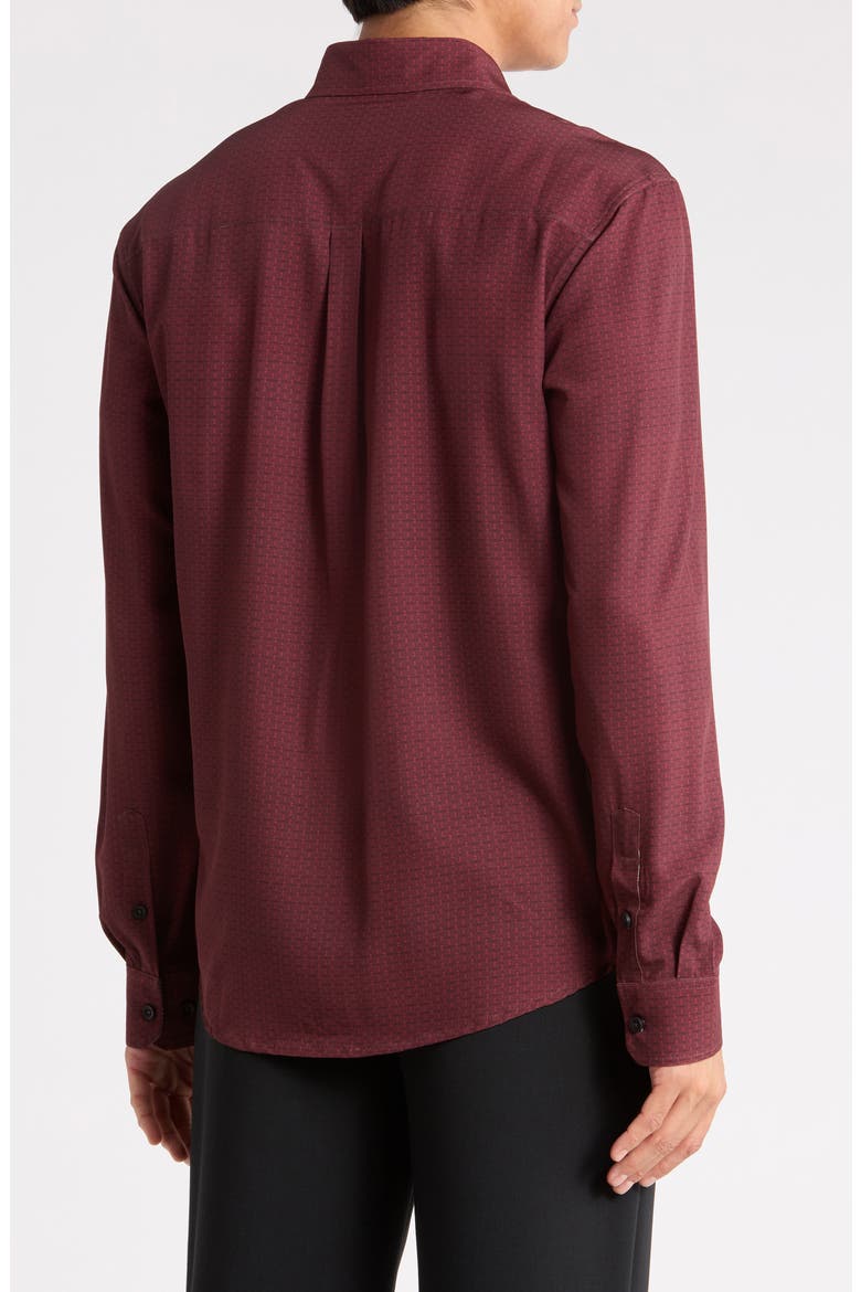 Printed Long Sleeve Stretch Shirt, Alternate, color, BURG