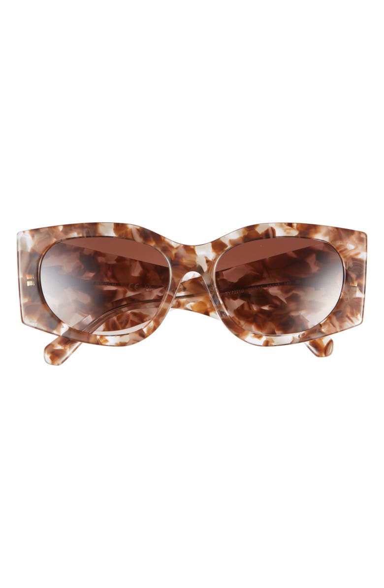 Tory Burch Kira 56mm Rectangular Sunglasses, Main, color, Clear & Brown Tort / Brown Gradient
