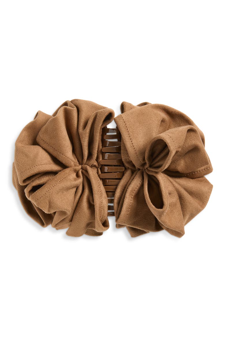 Rita Faux Suede Claw Clip, Alternate, color, WALNUT