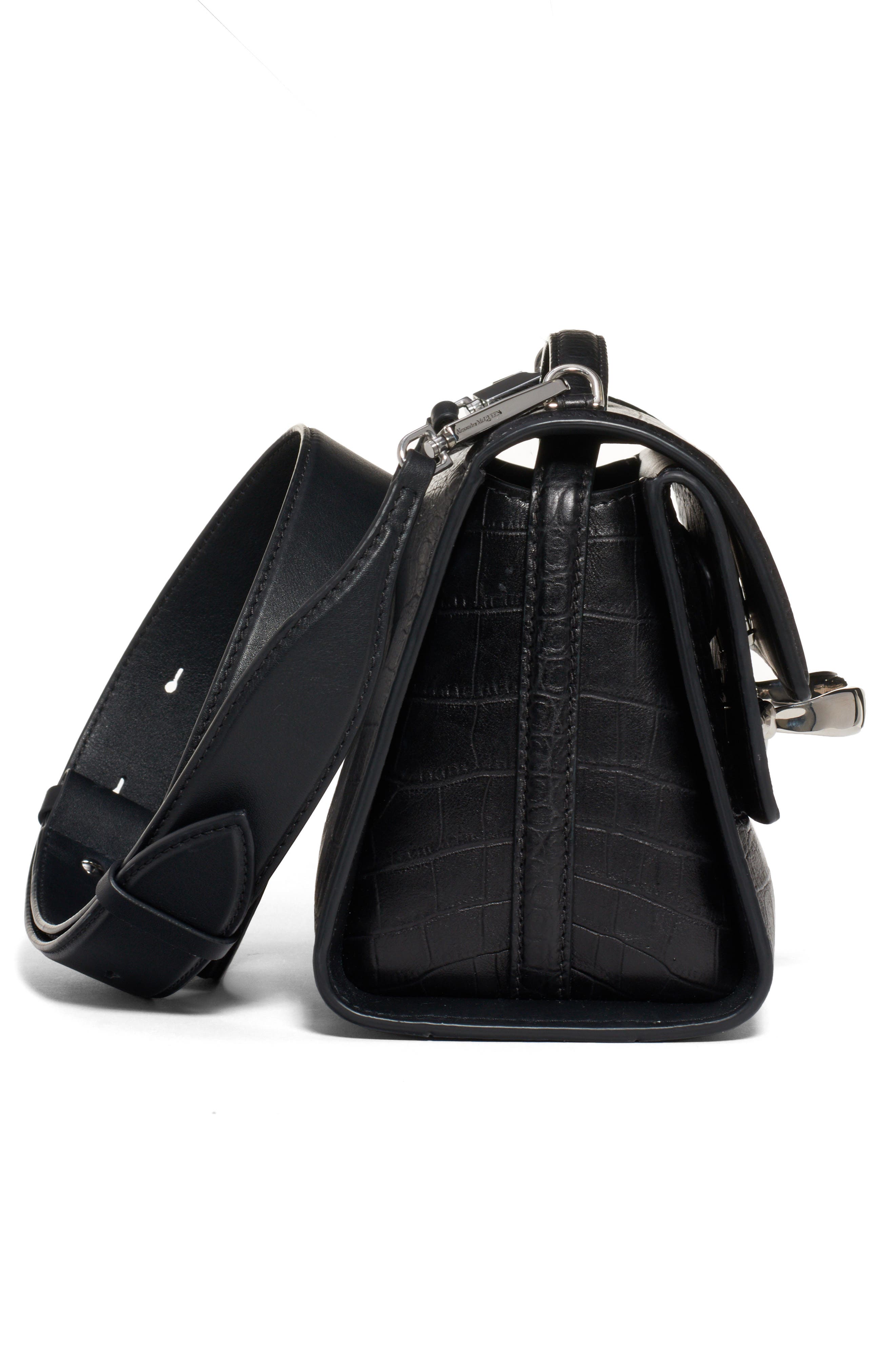 McQueen Alexander McQueen The Story Croc Embossed Calfskin Leather Bag, Alternate, color, 